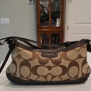Coach Vintage Brown and Tan Signature Shoulder Bag
